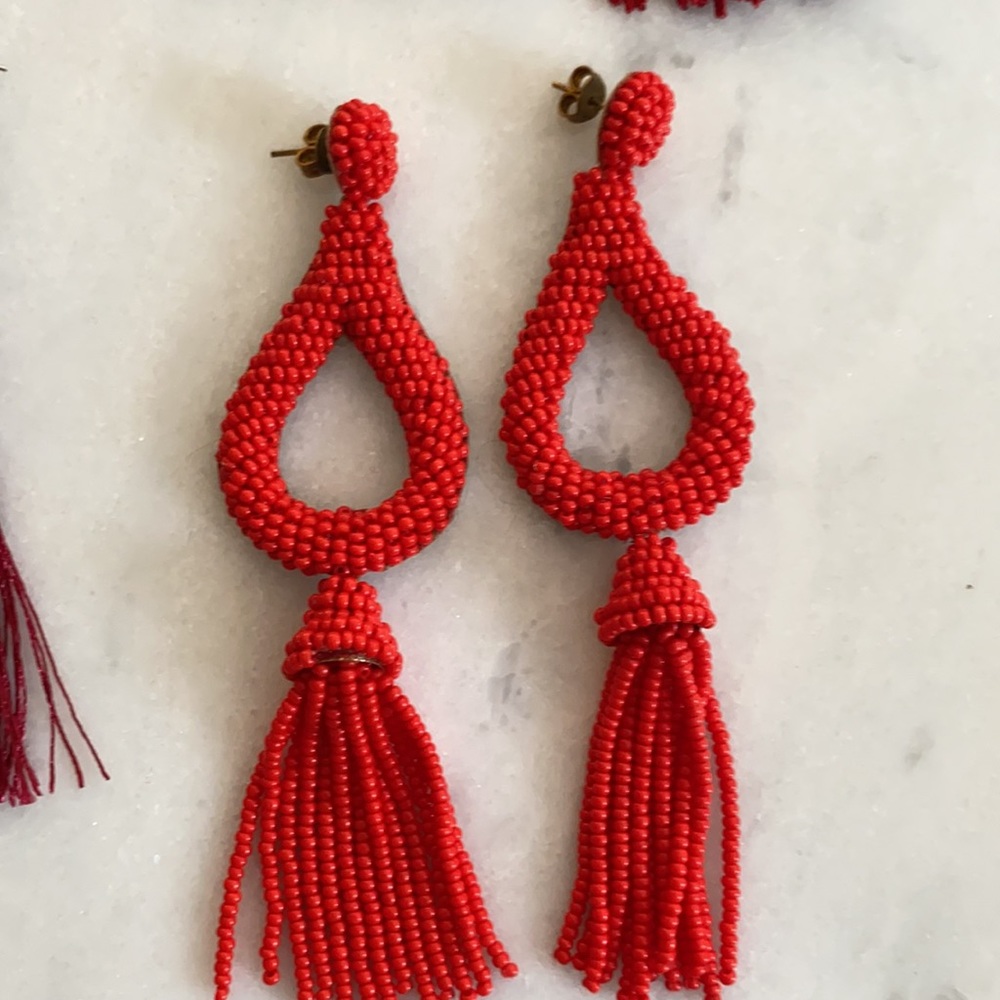 Red Fringe Tassel Earring Bundle - Picture 4 of 5